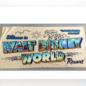 Disney Parks Walt Disney world resort Cream and Black Cotton Labeled Towel